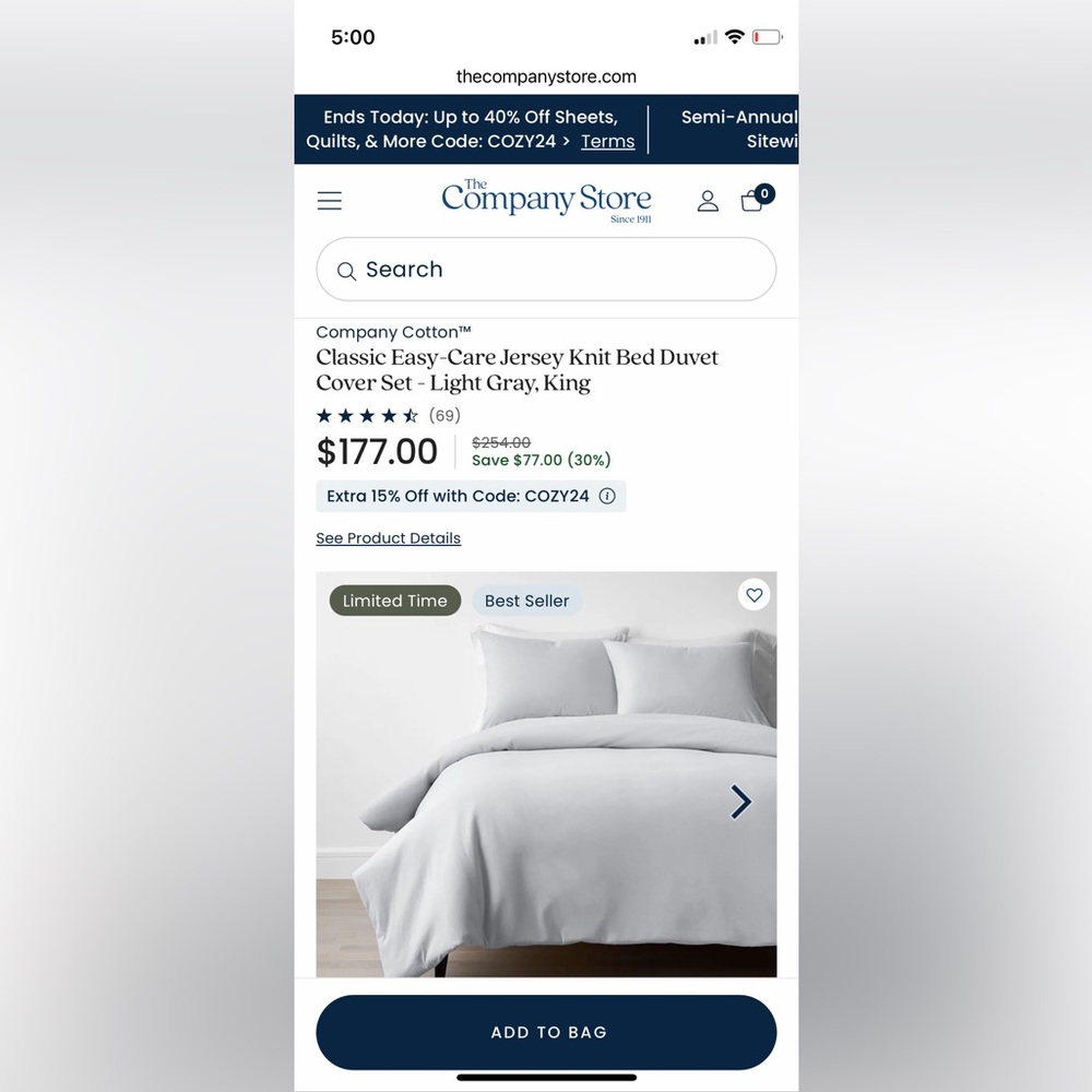 Like new Company Store duvet cover